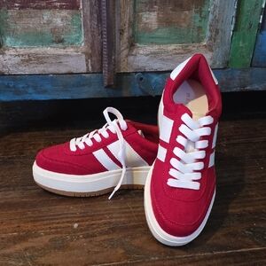 Steve Madden Red and White Sneakers